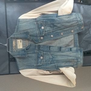 Rag & Bone Leather sleeved Denim Jacket